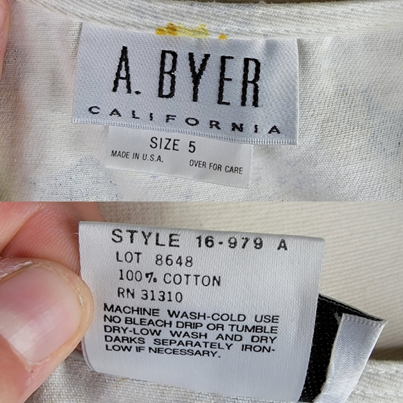 Vintage 90s Sunflower Denim A. Byer Sleeveless button Up Womens XS Dress - Picture 2 of 8